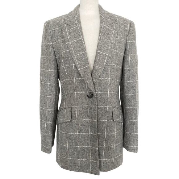 Escada Margaretha Ley Gray Windowpane Check Cashmere Blazer - US Size 6 / DE 38 - Picture 1 of 7